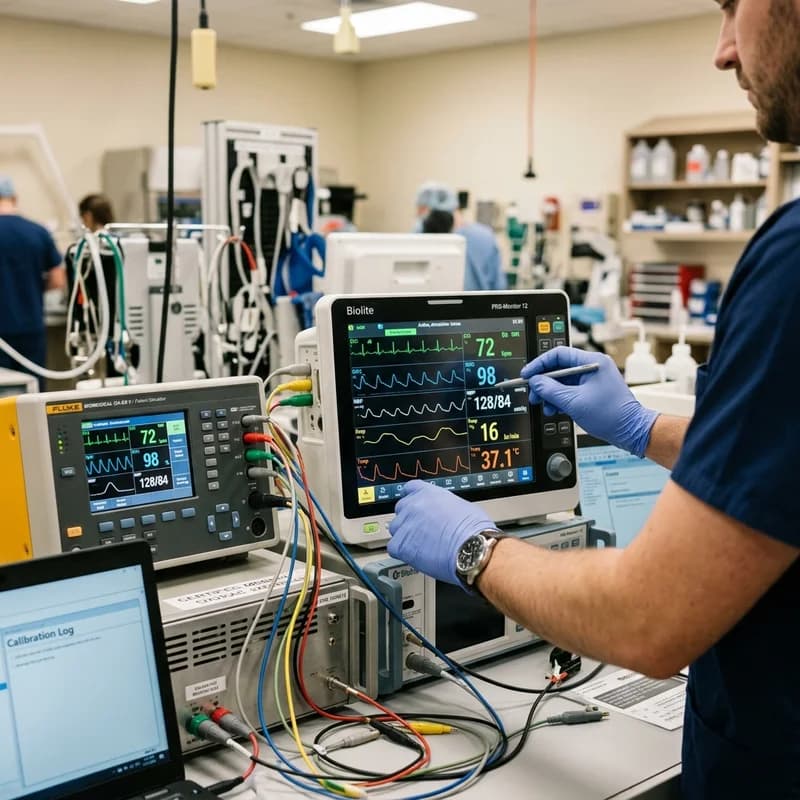 Biomedical equipment calibration service for healthcare and hospital systems